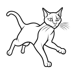Cat in pouncing position coloring page