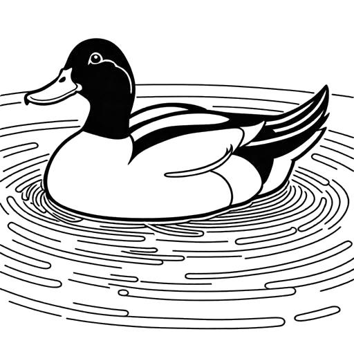 Duck swimming in tranquil pond for coloring page