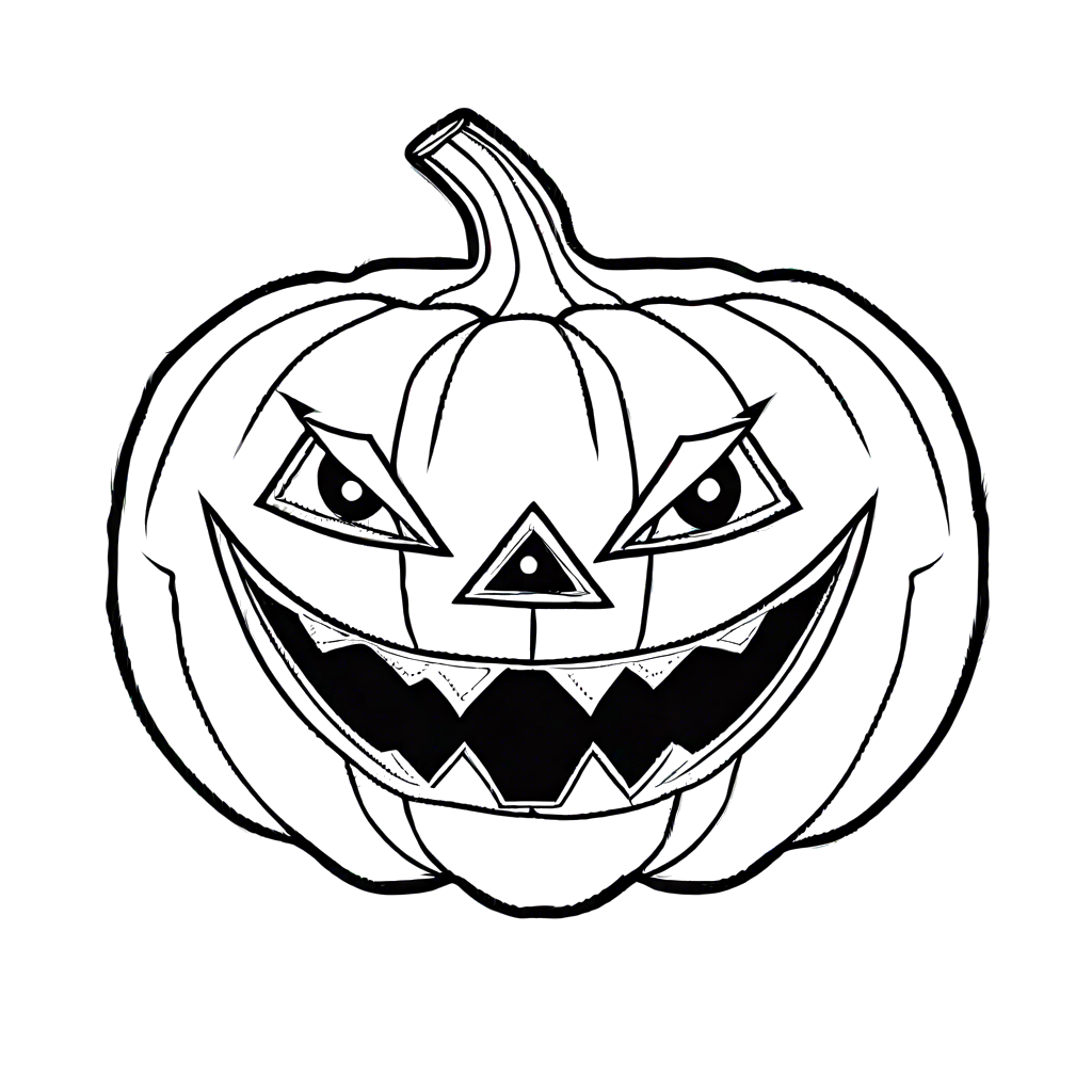 Pumpkin coloring page with triangle eyes coloring page