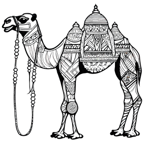 Tribal camel coloring page