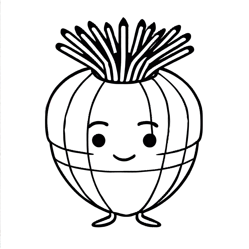 Simple turnip drawing with straight lines for coloring page