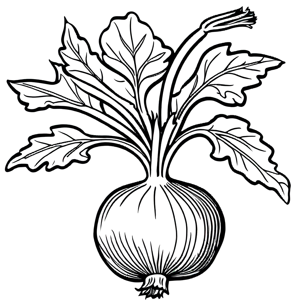 Simple turnip and attached leaves coloring sheet