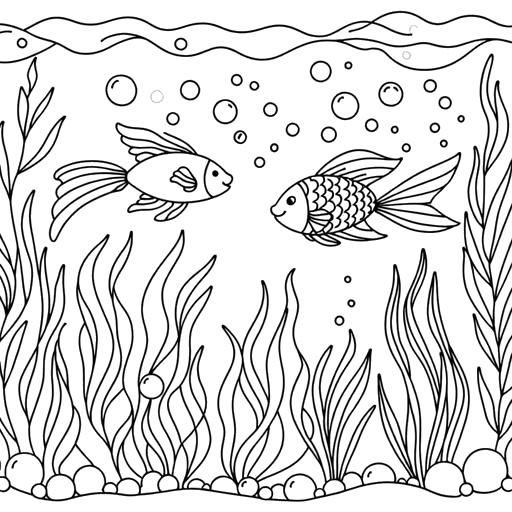 Two fish swimming coloring page Lulu Pages