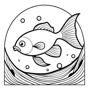 Fish swimming in the ocean coloring page for toddlers