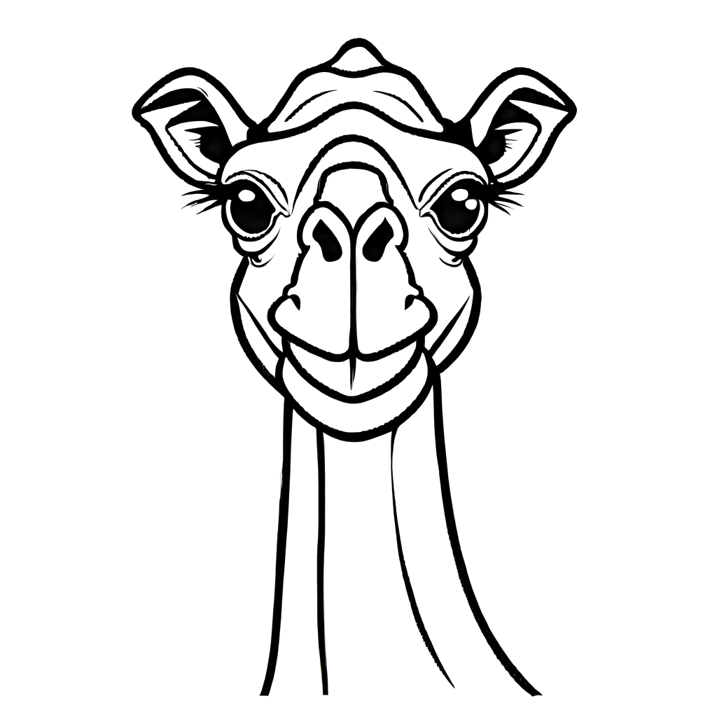 Comical camel with wacky expression for coloring