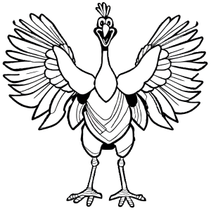 Turkey coloring page running with wings spread