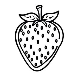 Cartoon illustration of strawberry with wavy lines