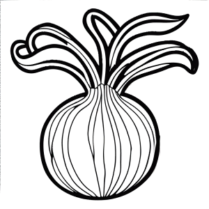 Turnip outline with wavy lines for decorative coloring page
