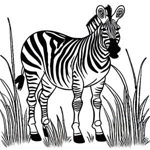Zebra coloring page with the animal in a natural grassland setting