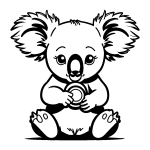 Baby koala with pacifier coloring page