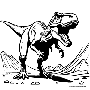 Basic line art of Tyrannosaurus Rex for coloring practice