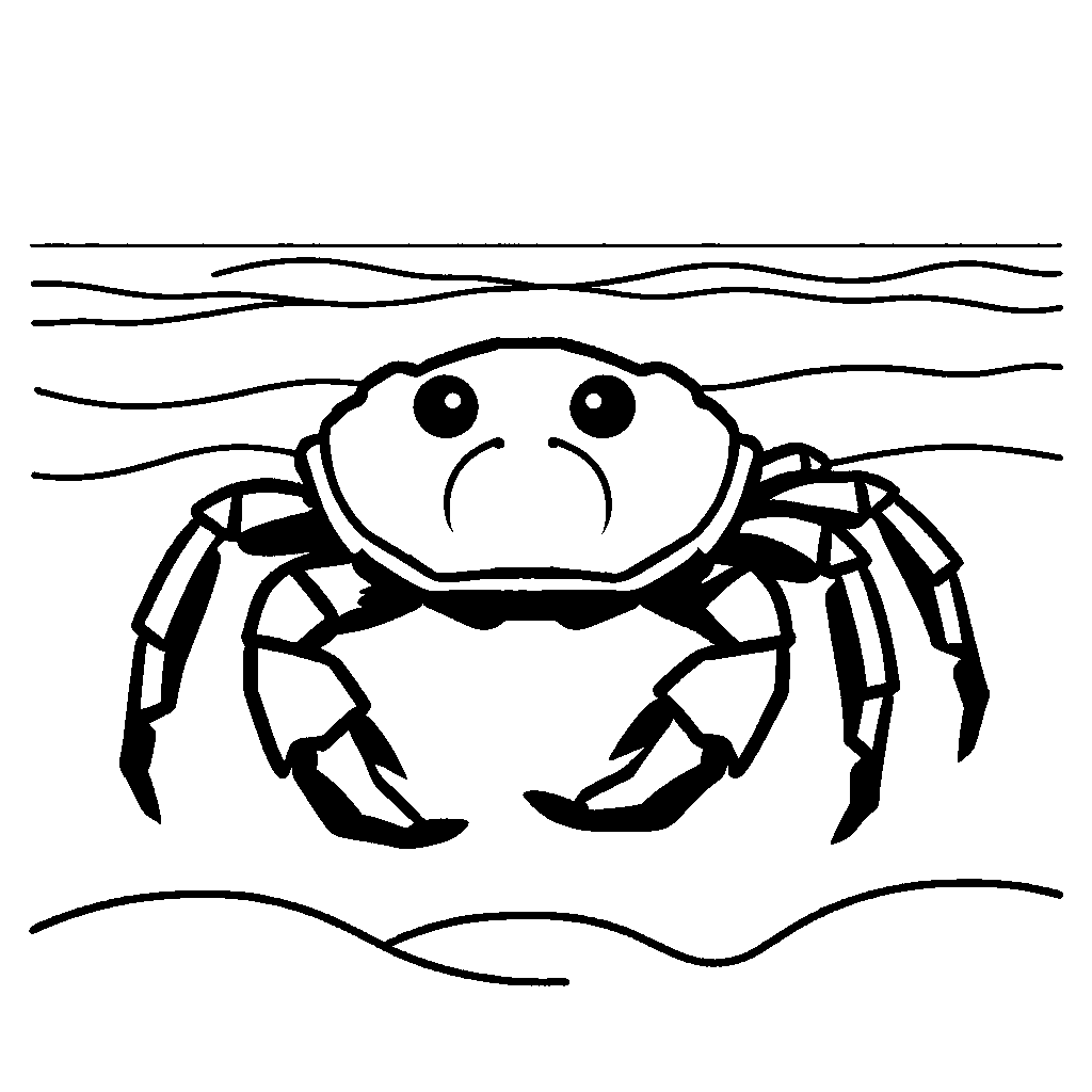 Crab line art on sandy beach