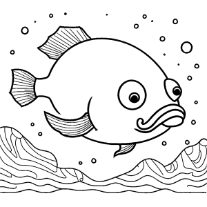 Blobfish illustration with simple shapes for coloring