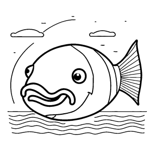 Blobfish illustration with minimal background for coloring activity