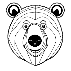 Bear's face with big nose and small ears coloring page
