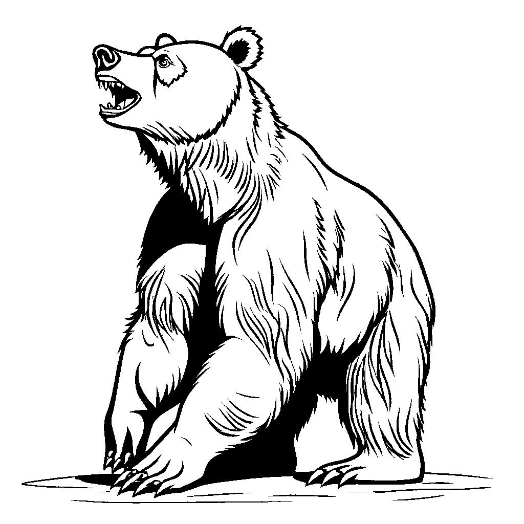 Bear standing on hind legs with paws in the air coloring page