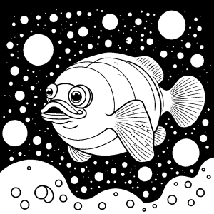 Blobfish outline with bubbles for coloring activity