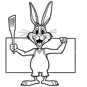 Monochrome Bugs Bunny with blank sign for custom text