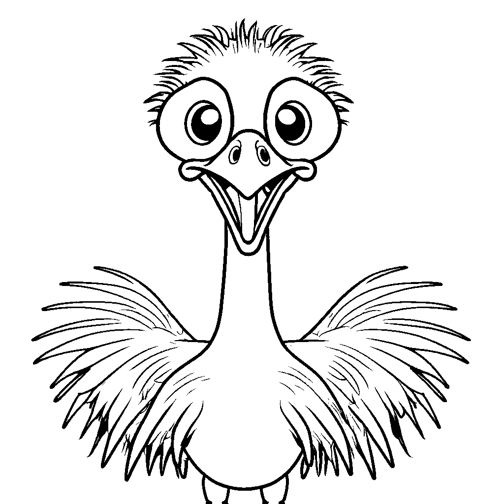 Cartoon ostrich coloring page Lulu Pages