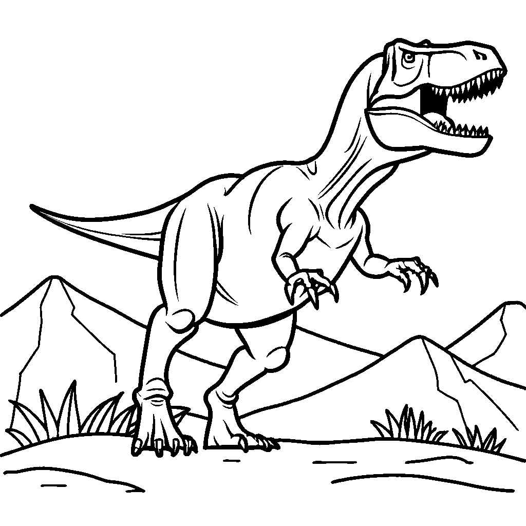 Clear and simple outline of Tyrannosaurus Rex for coloring fun