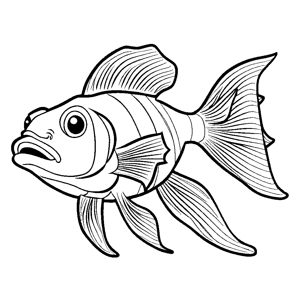 Goldfish and coral coloring page