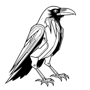 Simple crow illustration with beak and feathers