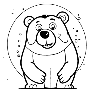 Friendly brown bear with big round belly coloring page