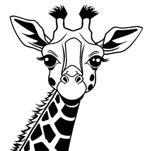 Cheerful giraffe with big eyes and smile
