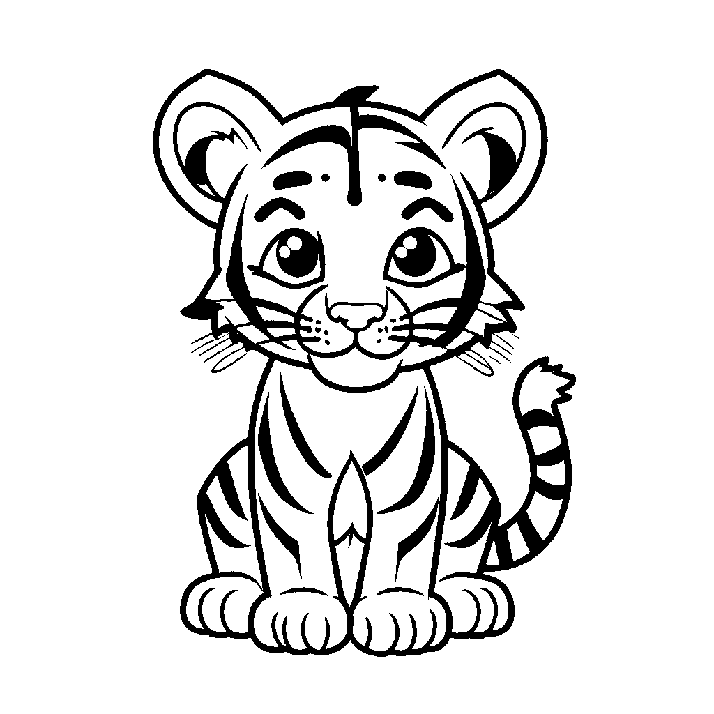 Tiger cub coloring page with simple outlines