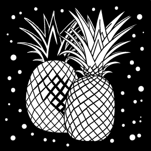 Pineapple doodle art style coloring page