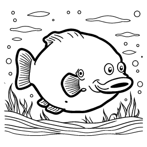Blobfish outline with simple details for coloring
