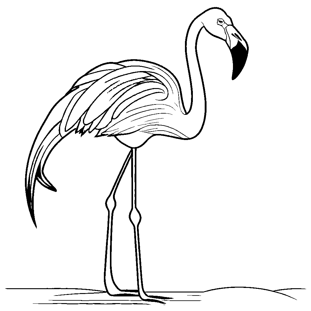 Flamingo Coloring Line Art