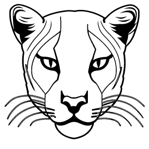 Puma angry head outline for coloring page