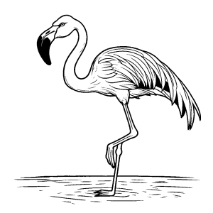 Flamingo Standing on One Leg Coloring Page