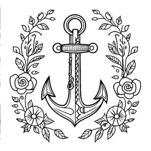 Floral anchor coloring page