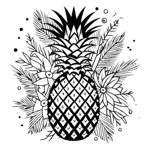 Pineapple with small floral patterns coloring page