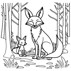 Fox and rabbit coloring page