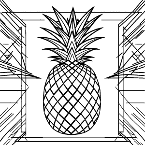 Pineapple with geometric shapes background coloring page