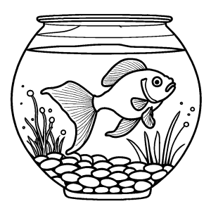 Goldfish in a bowl coloring page