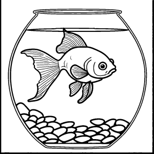 Goldfish in a fishbowl coloring page