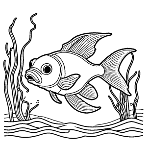 Goldfish in the ocean coloring page