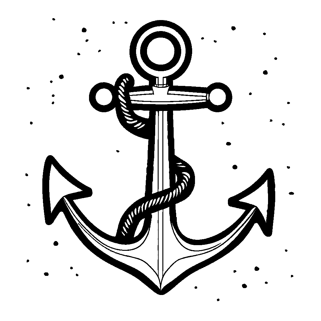 Cartoon anchor with smiley face coloring page