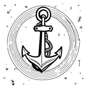 Anchor with heart shape coloring page