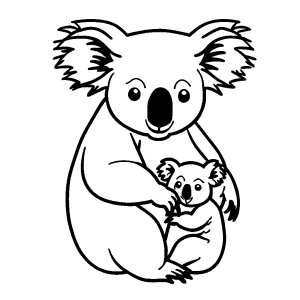 Koala mother and baby coloring page
