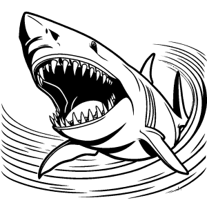 Megalodon shark open jaws coloring page