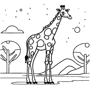 Simplistic giraffe drawing for coloring activity