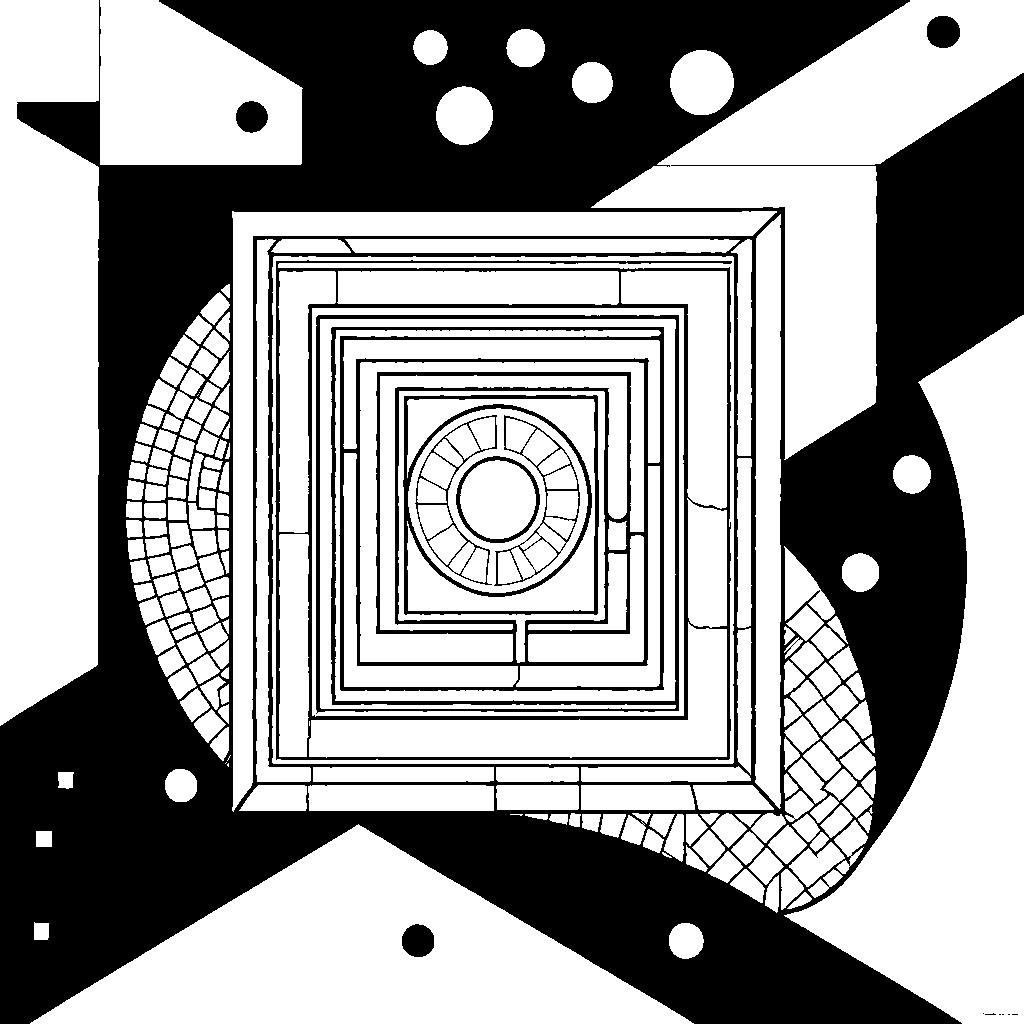 Number 0 coloring page with mosaic pattern