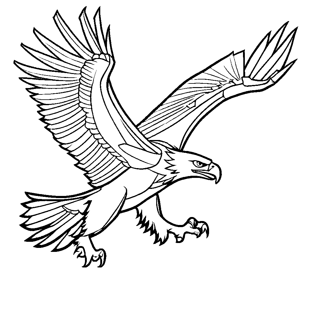 Eagle flying in the sky coloring page