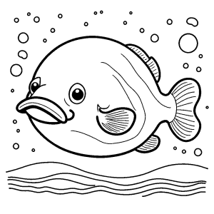 Blobfish outline drawing for coloring activity