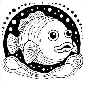 Blobfish outline with patterns for coloring activity